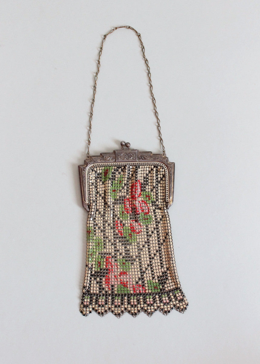 Vintage 1920s Whiting and Davis Rose Trellis Purse