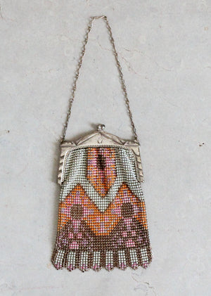 Vintage 1920s Whiting and Davis Colorful Mesh Purse