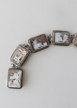 Vintage 1920s Greek Mythology Carved Abalone Bracelet