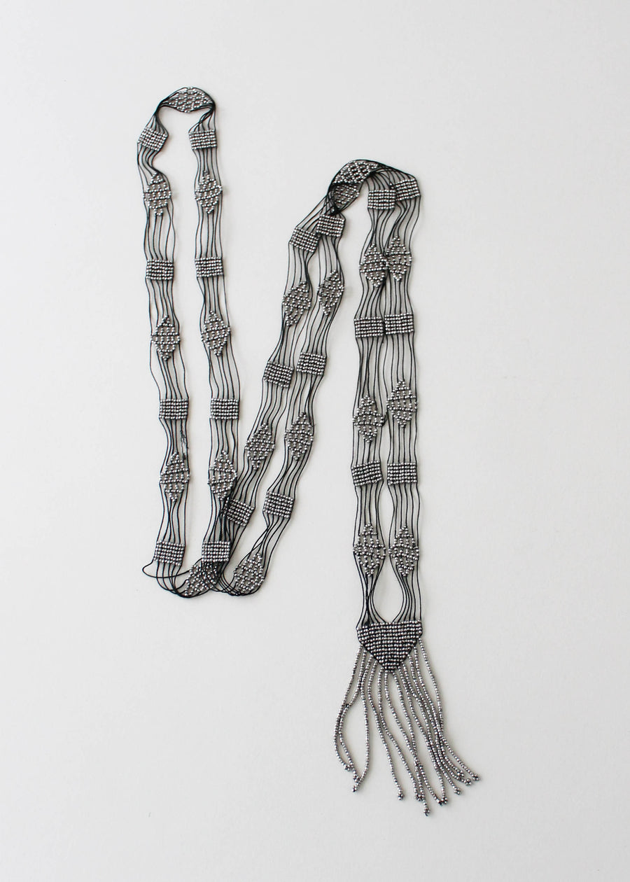 Vintage 1920s Beaded Fringed Lariat Necklace