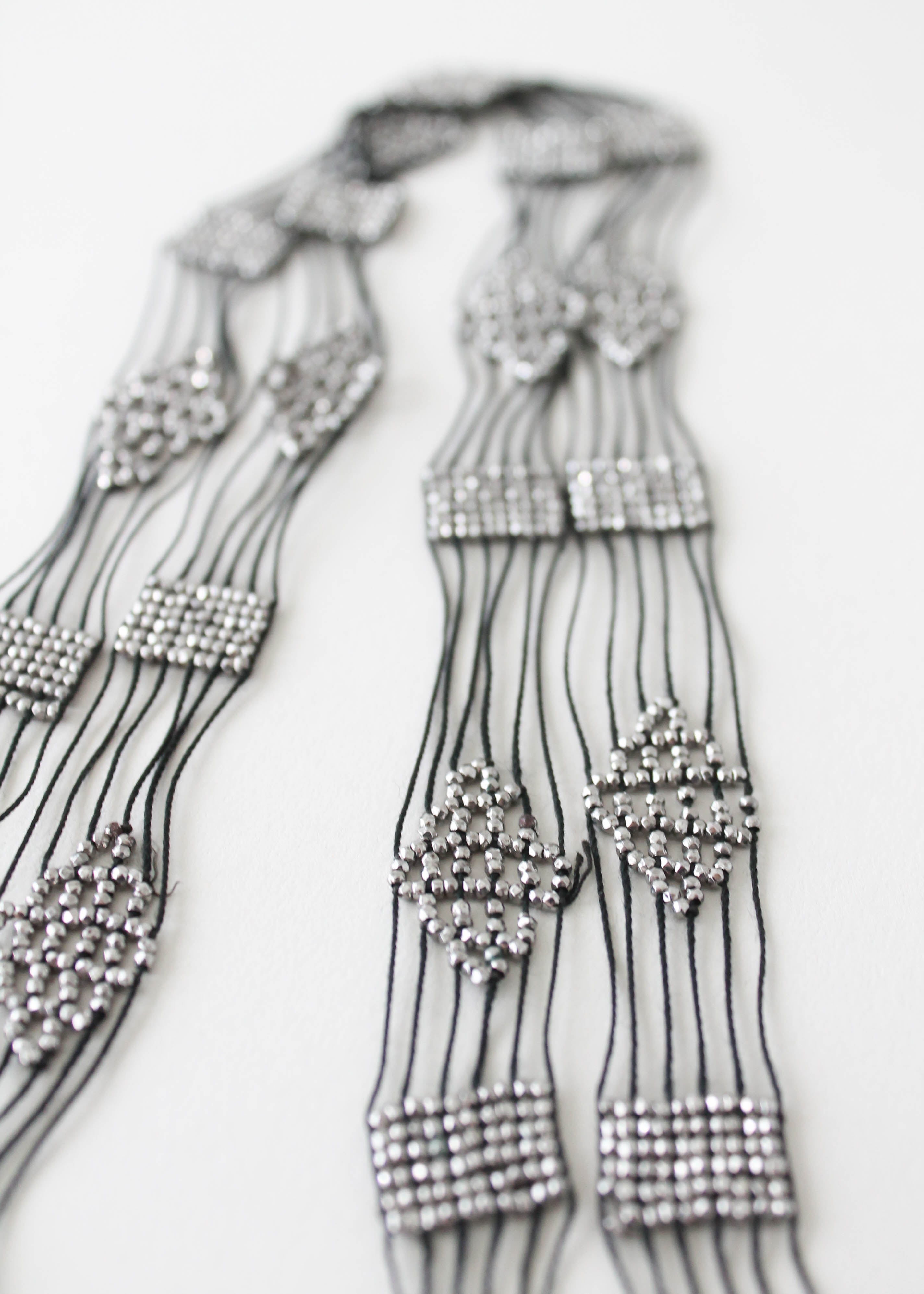 Vintage 1920s Beaded Fringed Lariat Necklace