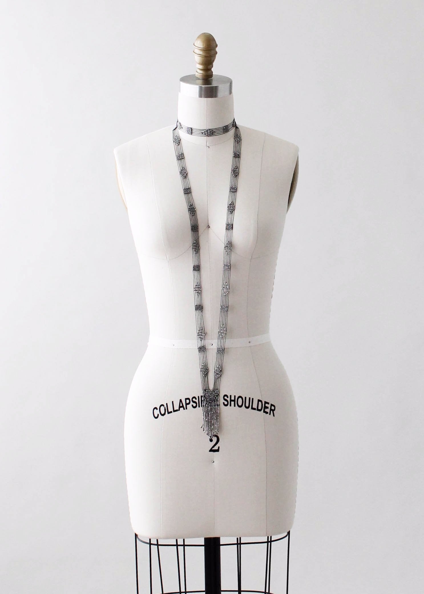 Vintage 1920s Beaded Fringed Lariat Necklace