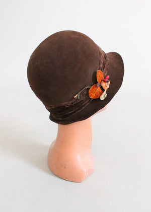 Vintage 1920s Fall Flowers Cloche Hat