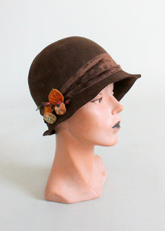 1920s_brown_felt_cloche_hat_wi  display picture 2