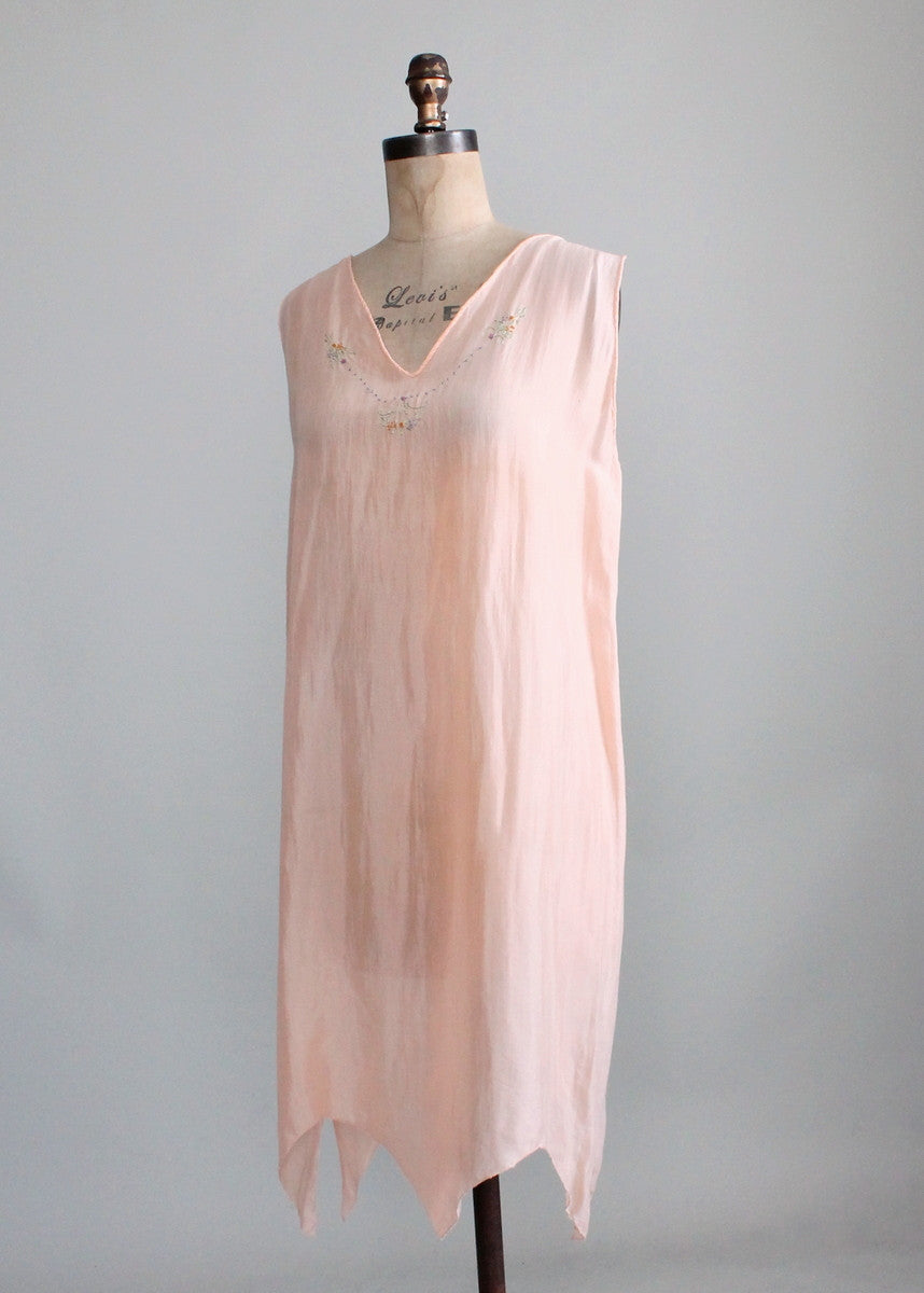 Vintage 1920s Embroidered Silk Nightgown