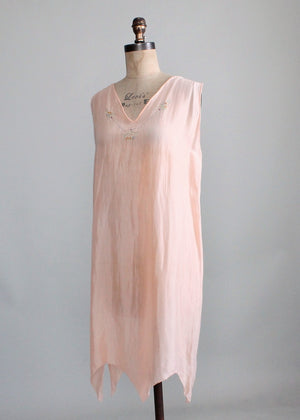 Vintage 1920s Embroidered Silk Nightgown
