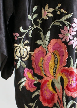 Vintage 1920s Embroidered Silk Fringe Robe