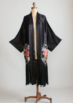 Vintage 1920s Embroidered Silk Fringe Robe