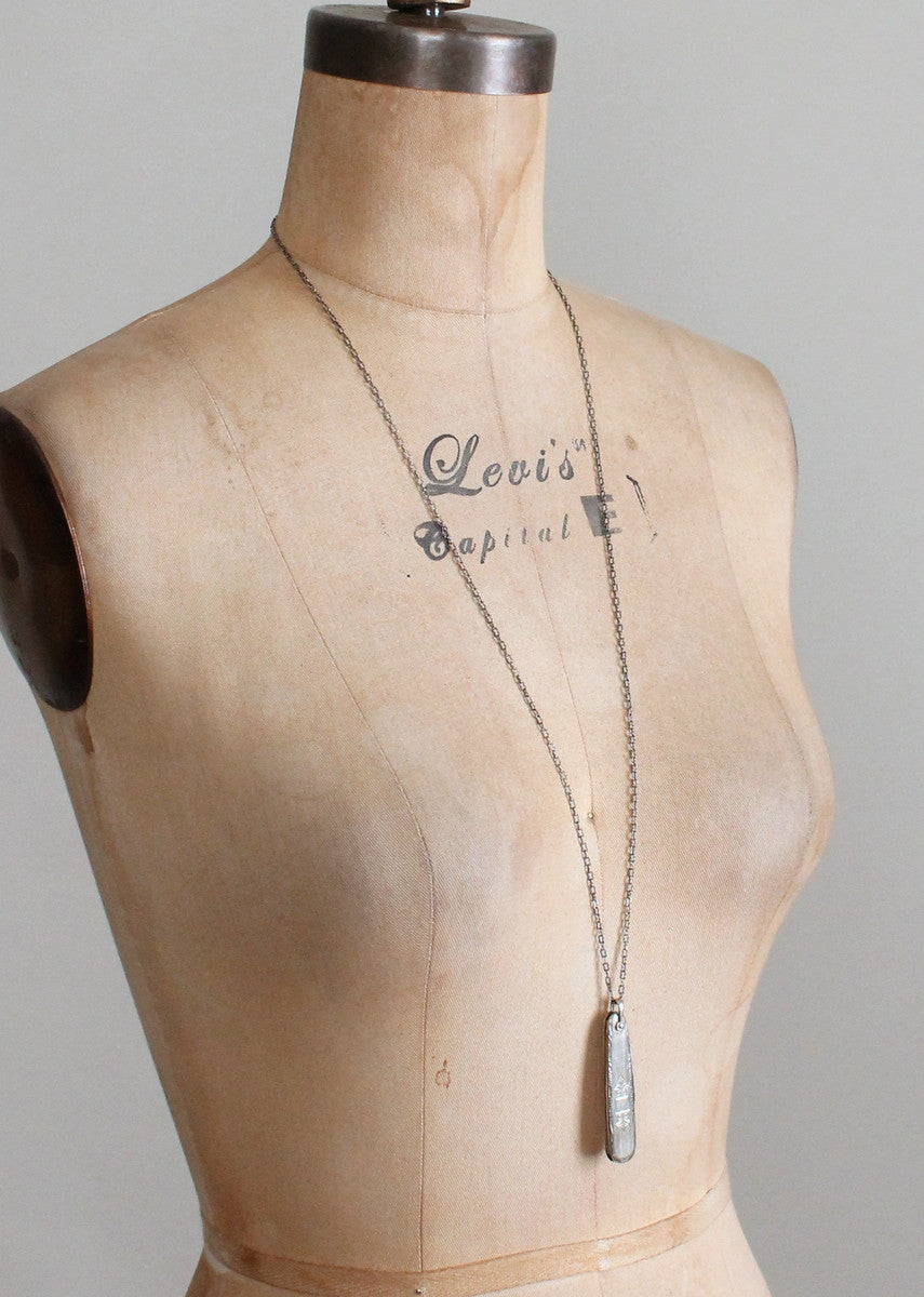 Vintage 1930s Engraved Ladies Pocket Knife Necklace