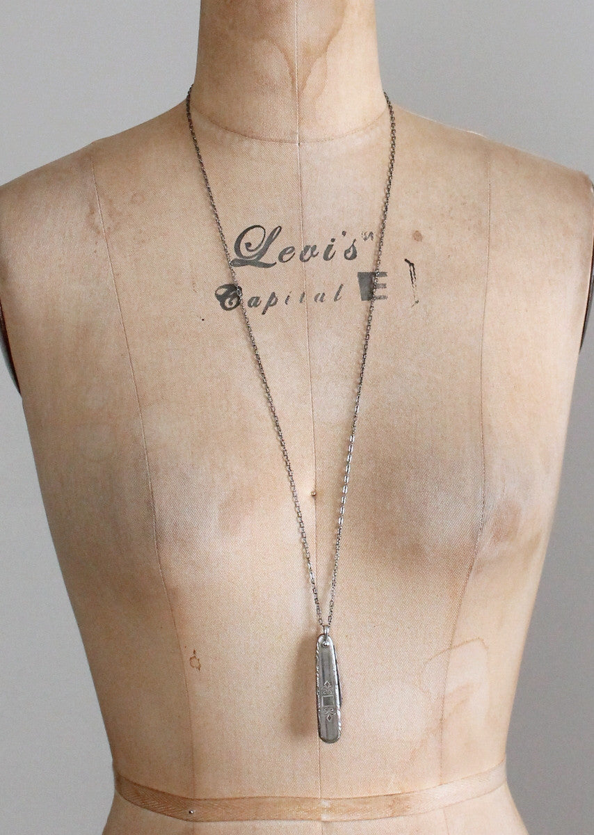 Vintage 1930s Engraved Ladies Pocket Knife Necklace