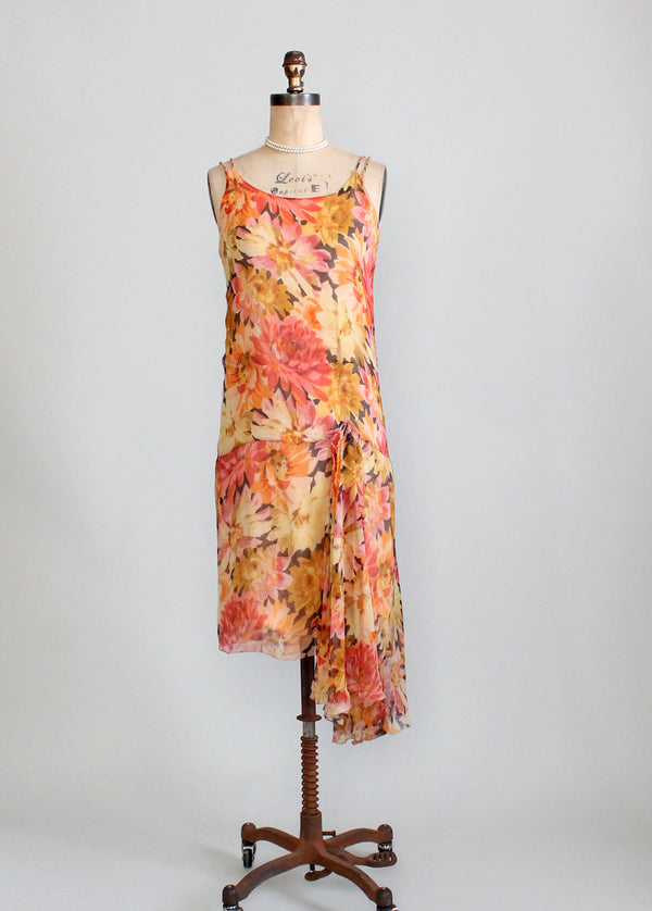 Vintage 1920s Floral Chiffon Flapper Dress - Raleigh Vintage