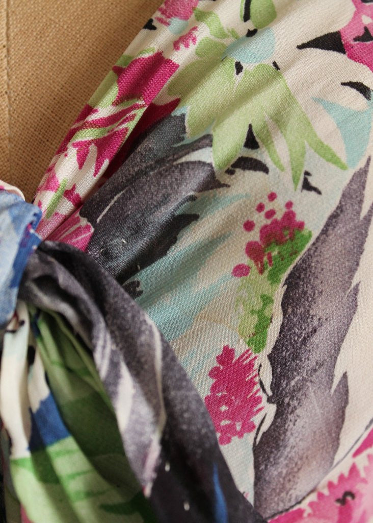 Vintage 1920s Ashikaga Floral Silk Dress