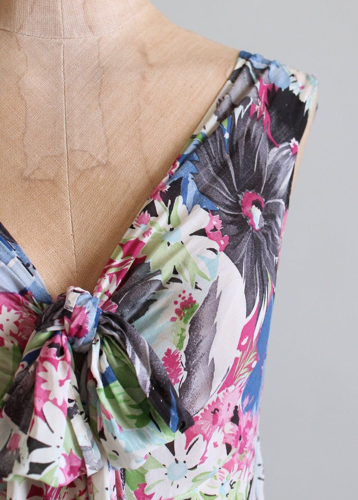 Vintage 1920s Ashikaga Floral Silk Dress