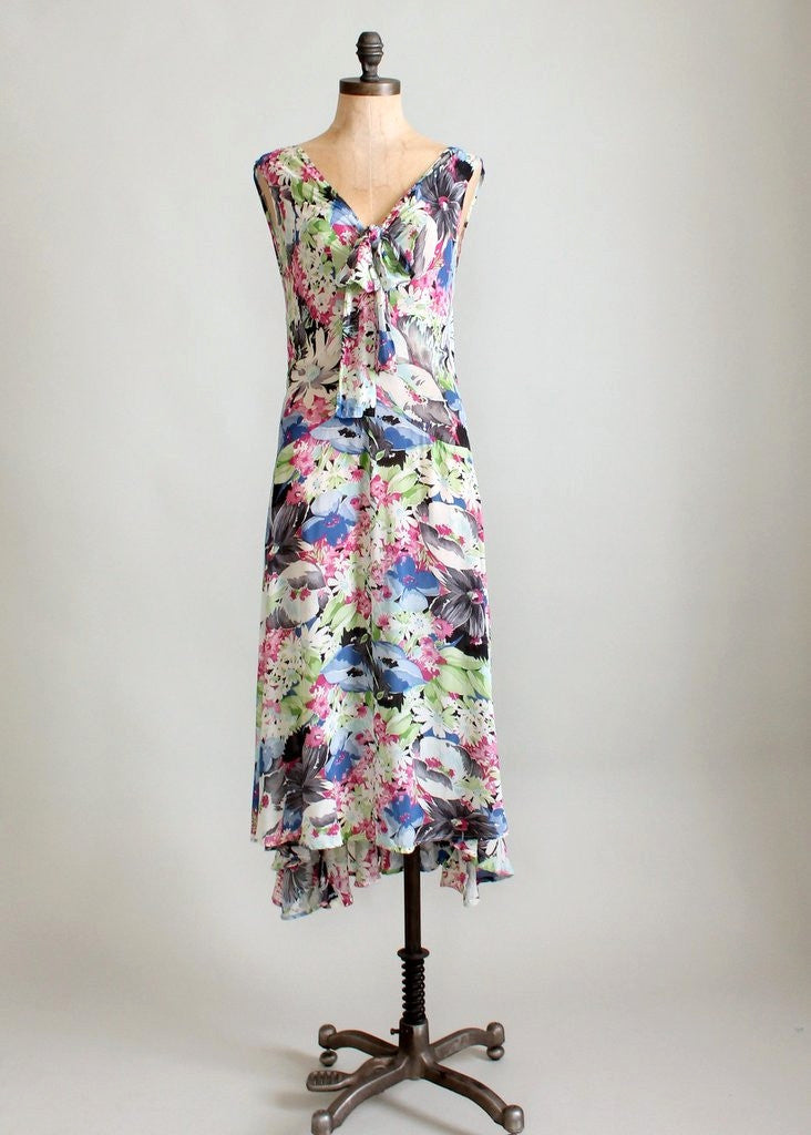 Vintage 1920s Ashikaga Floral Silk Dress