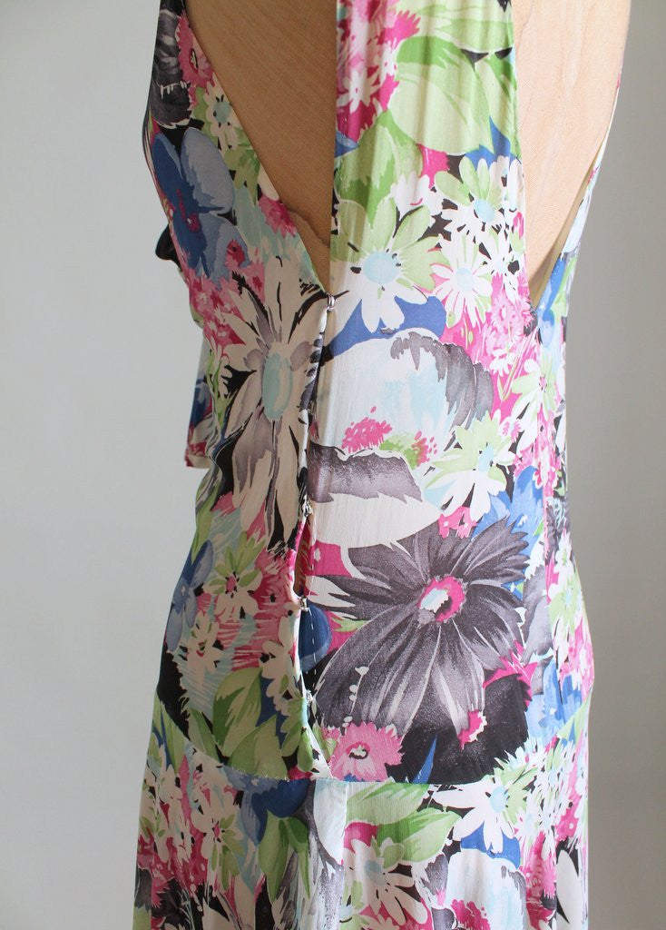 Vintage 1920s Ashikaga Floral Silk Dress
