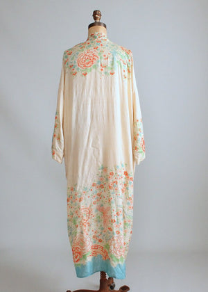 Vintage 1920s Floral Silk Dressing Robe