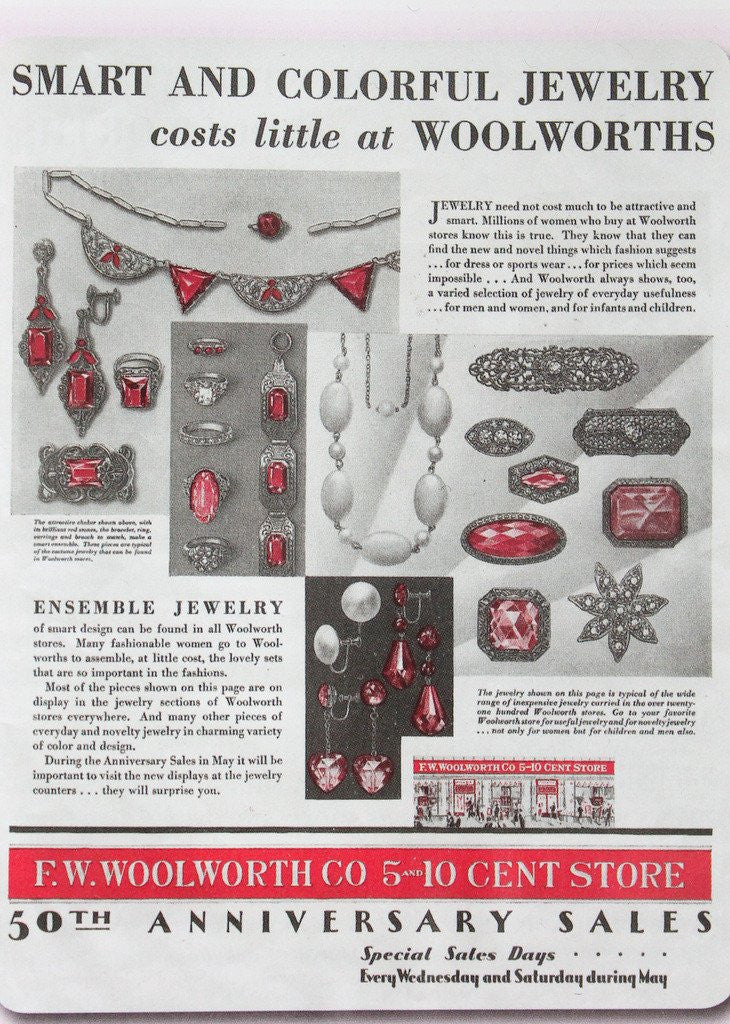 Vintage 1920s Red Glass and Enameled Necklace Raleigh Vintage