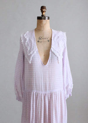 Vintage 1920s Lavender Cotton Organdy Day Dress