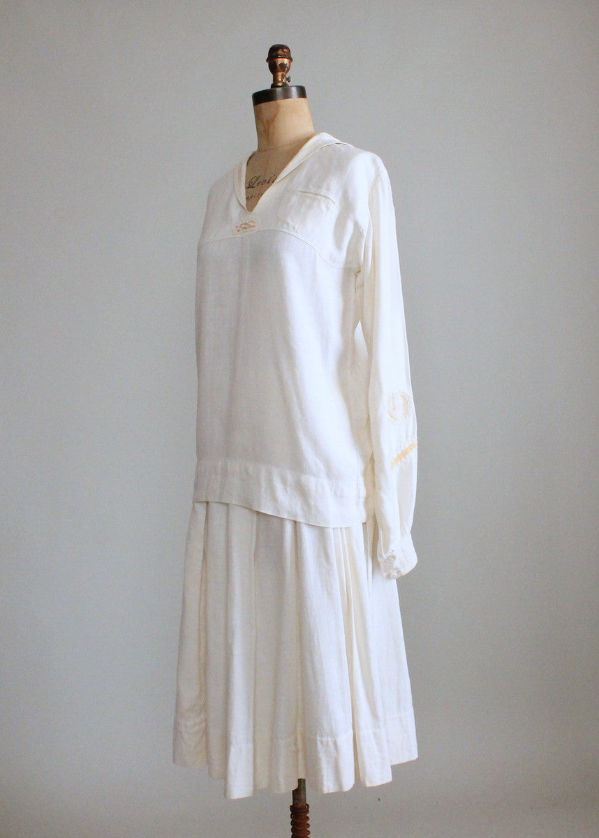 Vintage 1920s Middy Shirt and Skirt Schoolgirl Dress Set