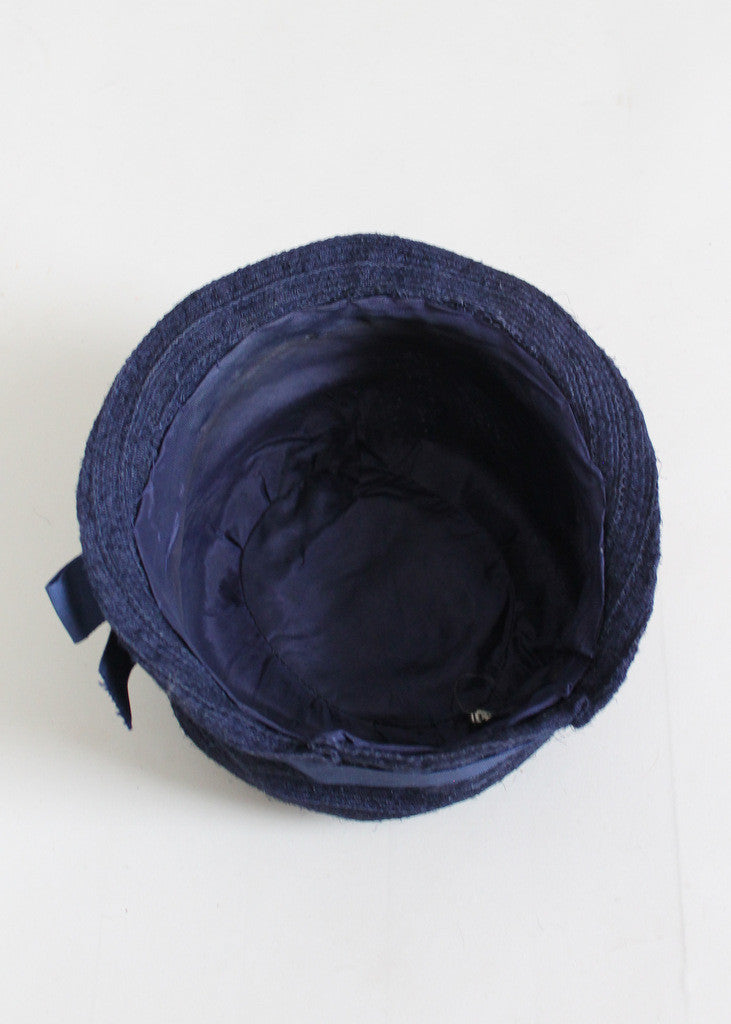 Vintage 1920s Navy and Pink Pomegranates Cloche Hat