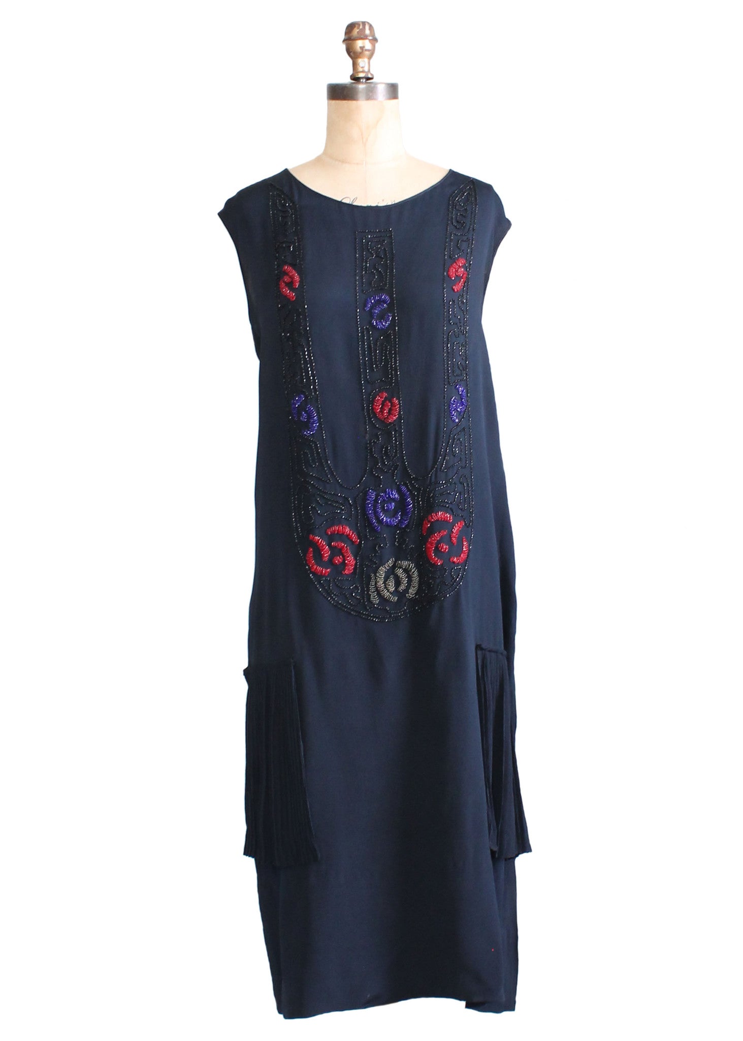 Vintage 1920s Navy Silk Beaded Flapper Dress - Raleigh Vintage Vintage 1920s Navy Silk Beaded Flapper Dress - Raleigh Vintage