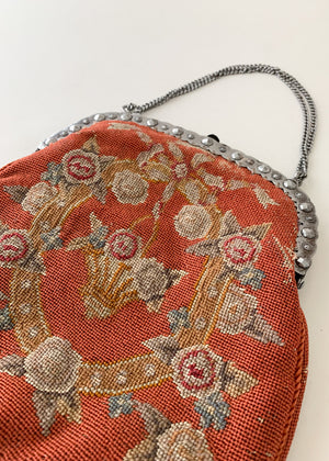 1920s Needlepoint and Silver Purse