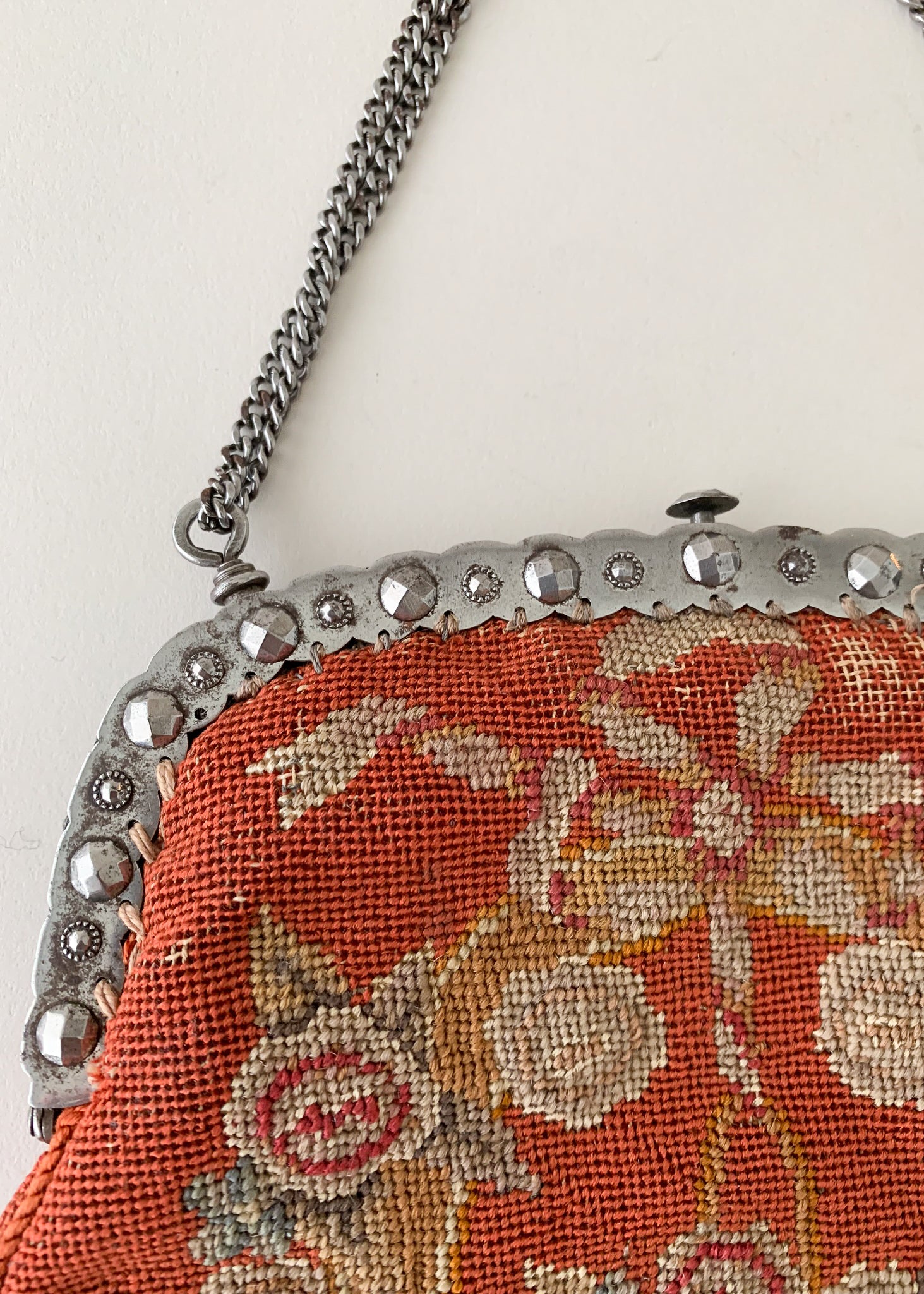 1920s Needlepoint and Silver Purse - Raleigh Vintage