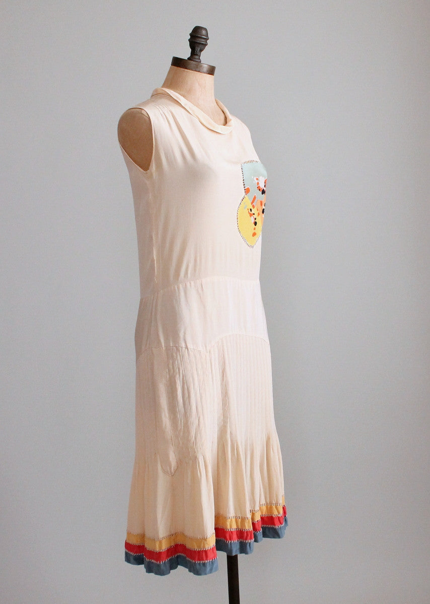 Vintage 1920s Silk Day Dress with Matching Floral Coat