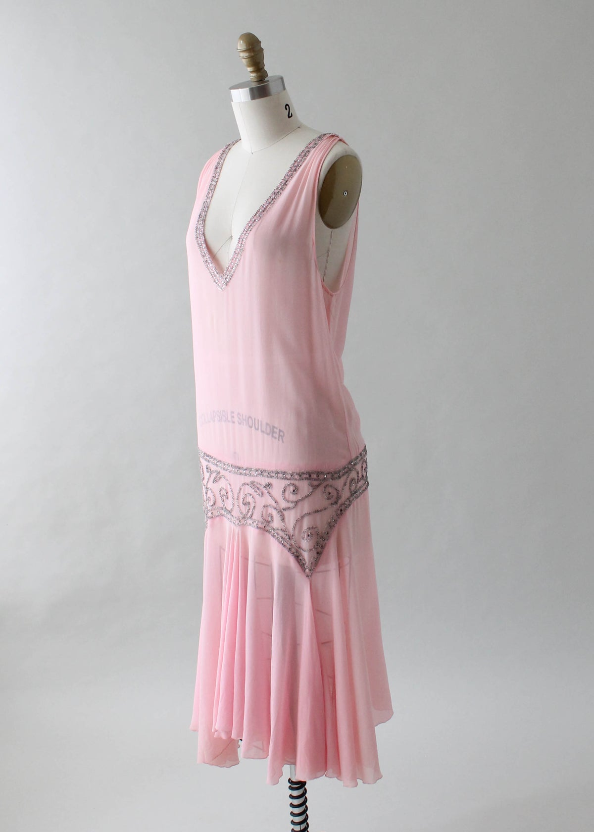Pink Flapper Vintage 1920s Sheer Pink Flapper Dress with Silver Beading - Raleigh ...