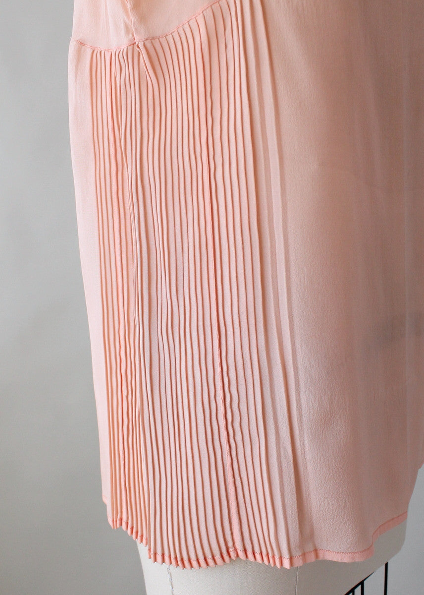 Vintage 1920s Pink Silk Top with Side Pleating