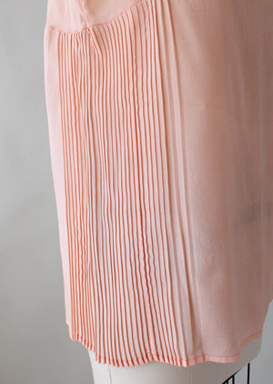 Vintage 1920s Pink Silk Top with Side Pleating