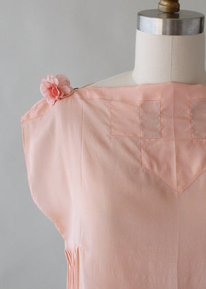 Vintage 1920s Pink Silk Top with Side Pleating