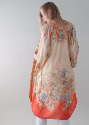 Vintage 1920s Pongee Silk Kimono Robe