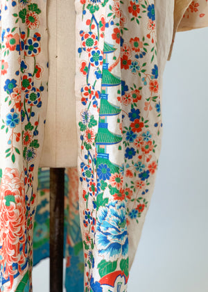Vintage Pongee Silk Kimono Robe