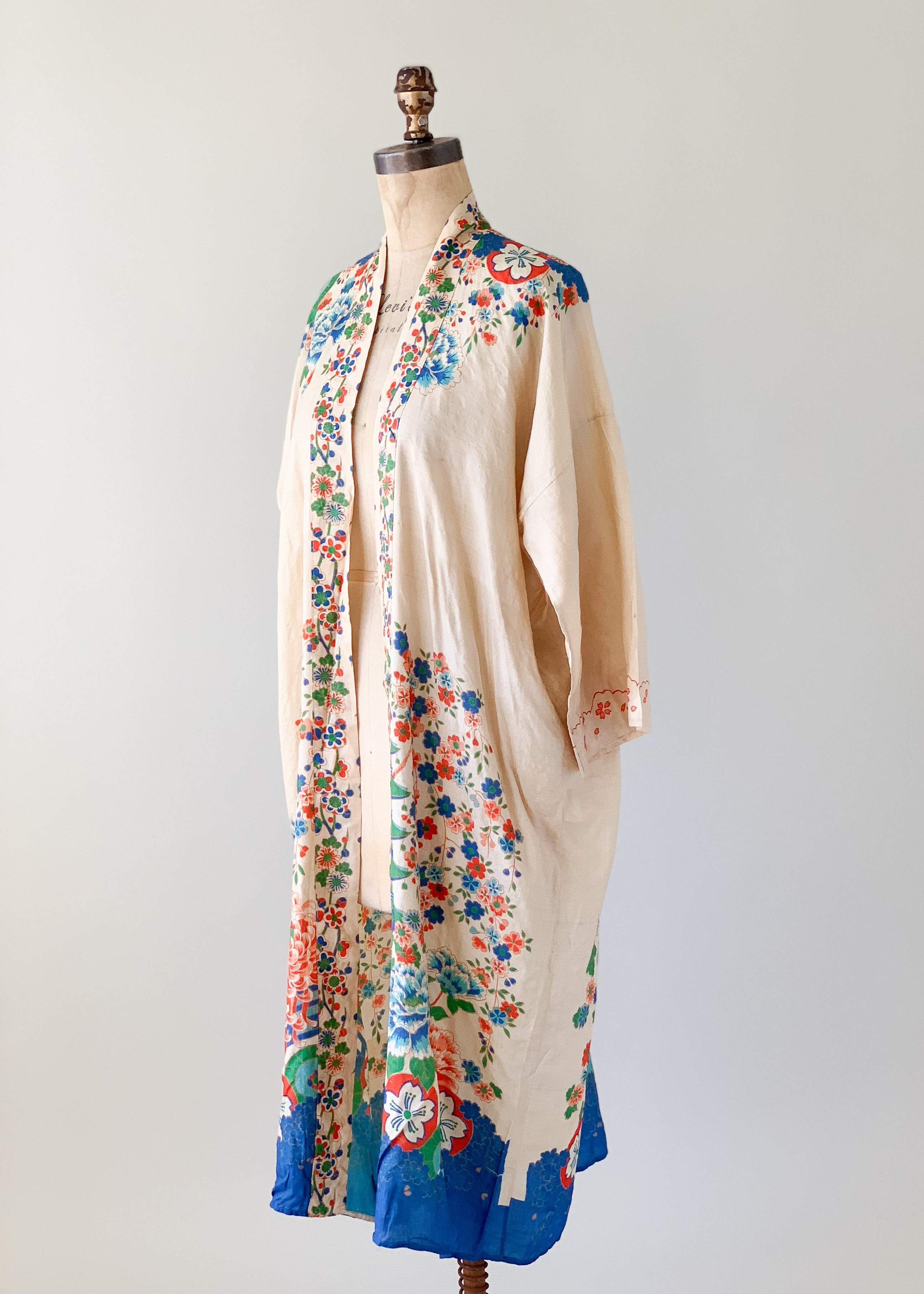 Vintage Pongee Silk Kimono Robe