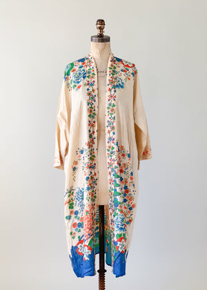 Vintage Pongee Silk Kimono Robe