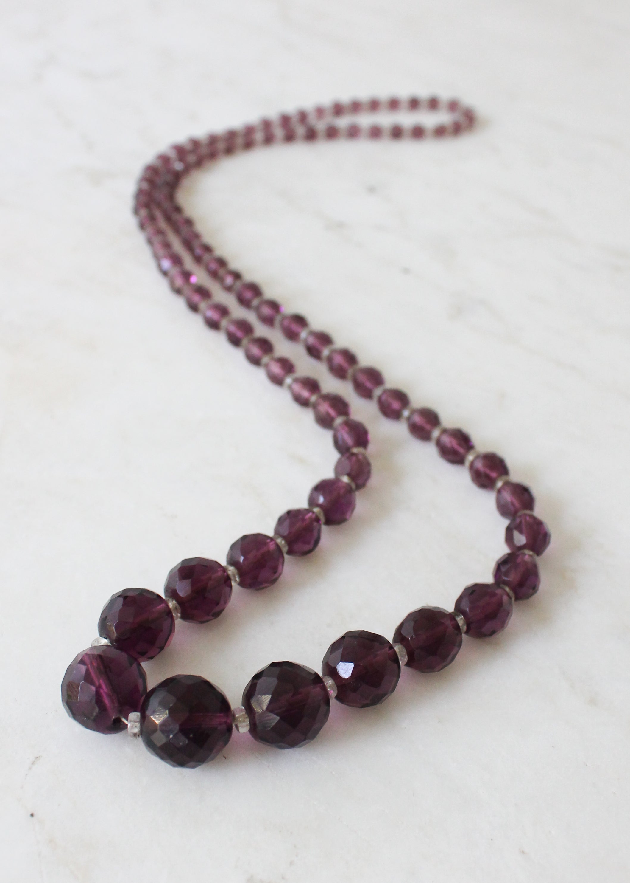 Vintage 1920s Purple Glass Bead Necklace