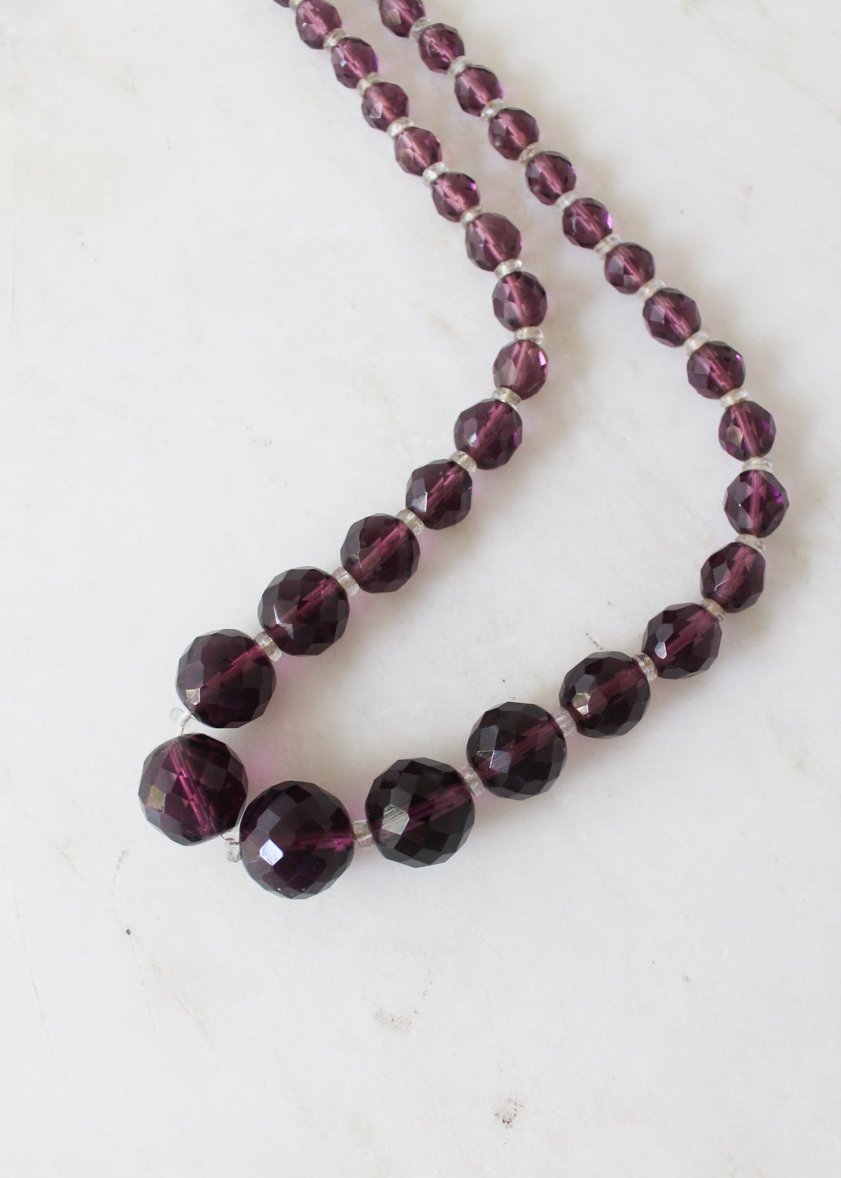 Vintage 1920s Purple Glass Bead Necklace