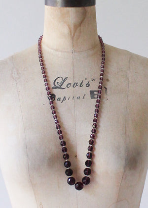 Vintage 1920s Purple Glass Bead Necklace