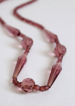 Vintage 1920s Faceted Purple Glass Necklace