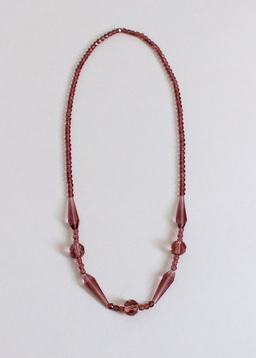 Vintage 1920s Faceted Purple Glass Necklace