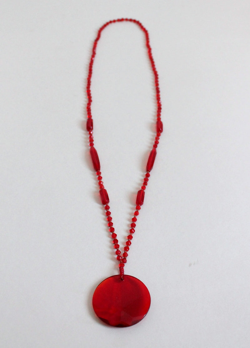 Vintage 1920s Ruby Red Glass Long Sautoir Flapper Necklace - Raleigh ...