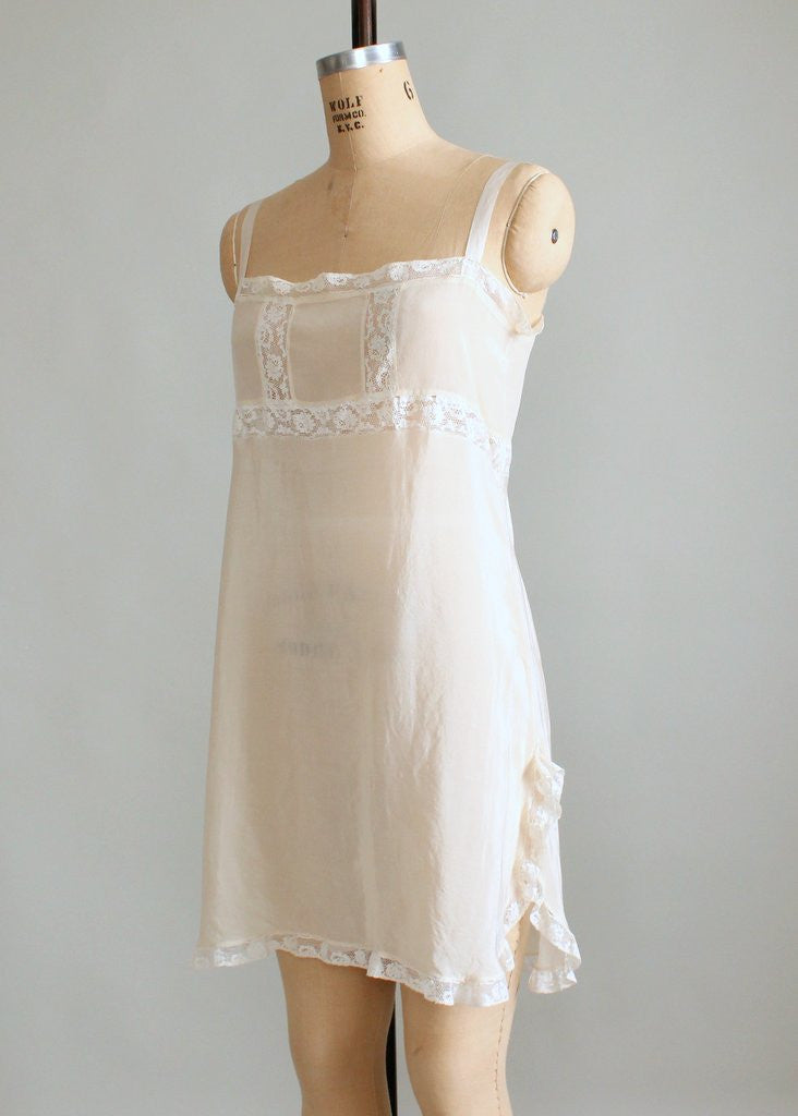 Vintage 1920s Silk and Lace Step In Onesie Teddy
