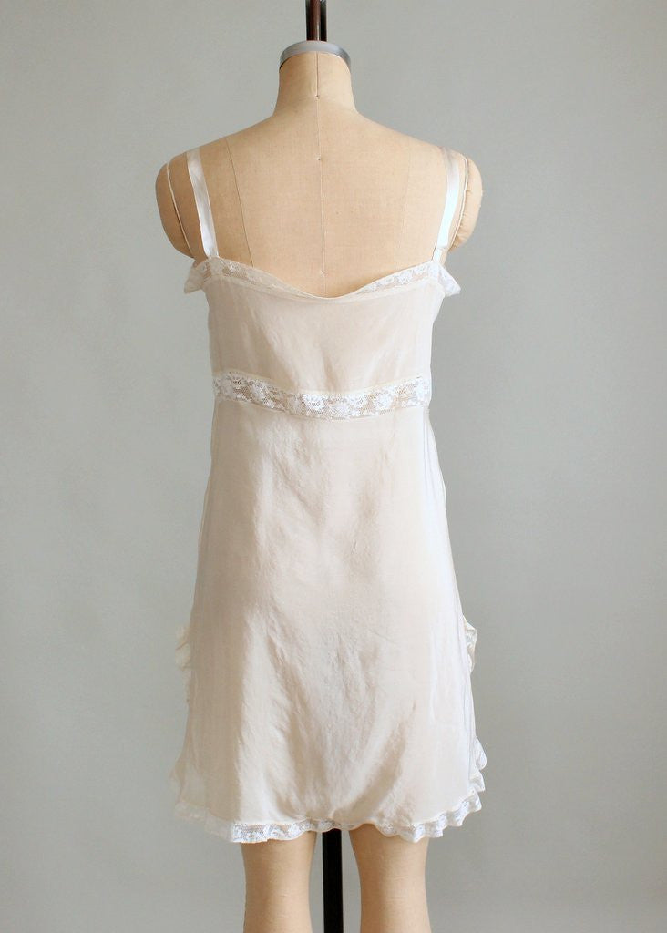 Vintage 1920s Silk and Lace Step In Onesie Teddy