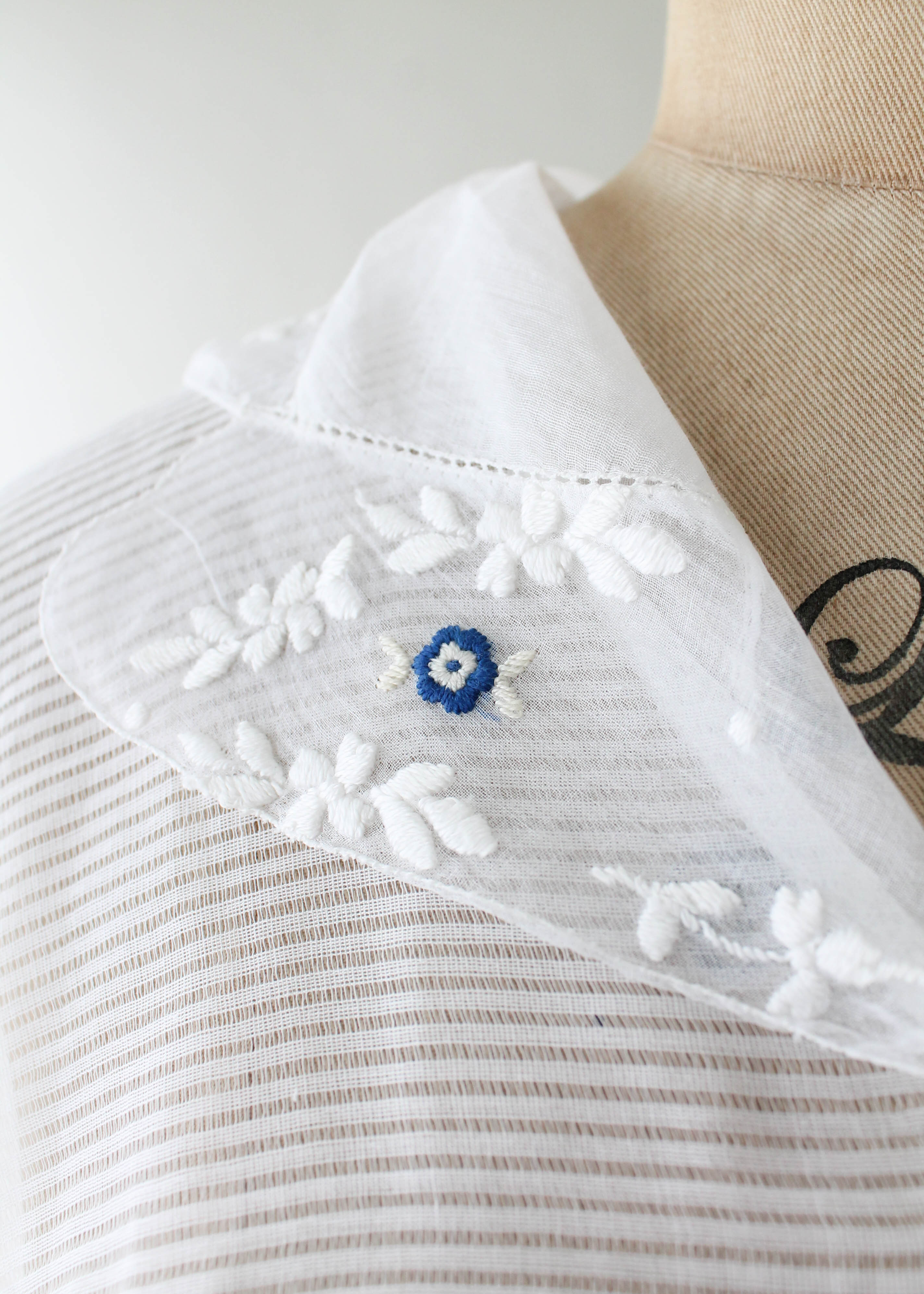 Vintage 1920s Embroidered Sheer Cotton Blouse