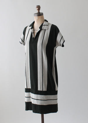 Vintage 1920s Striped Wool Day Dress