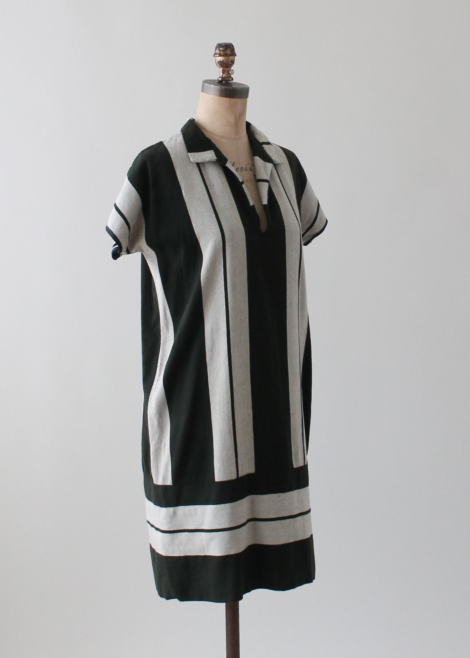 Vintage 1920s Striped Wool Day Dress