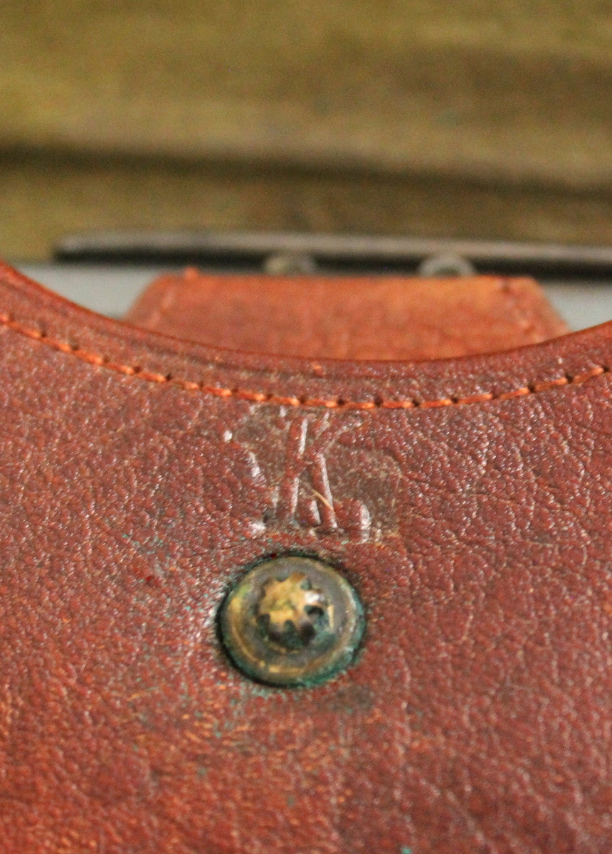 Vintage 1920s Tooled Leather Purse with MakeUp Compartment