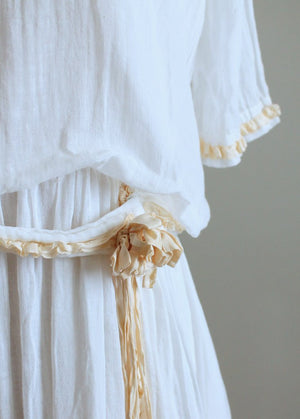 Vintage 1920s White Cotton Petite Lawn Dress
