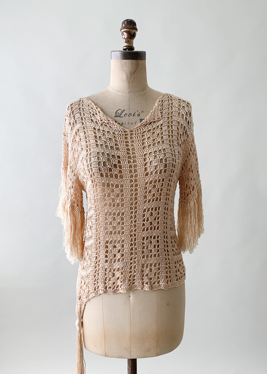Vintage 1920s Fringed Knit Top